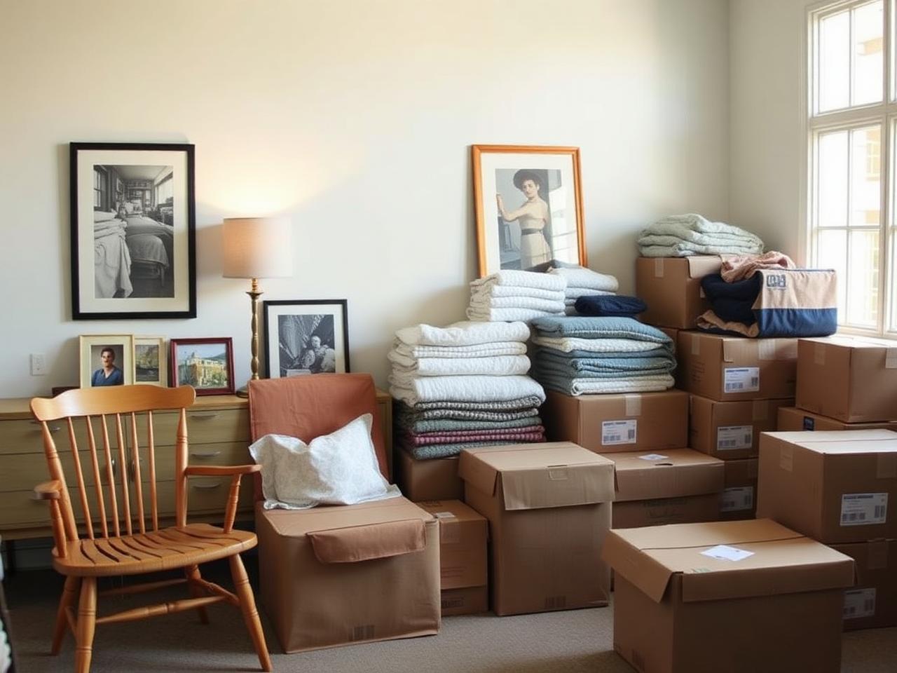 Usable furniture and household goods set aside for local donation